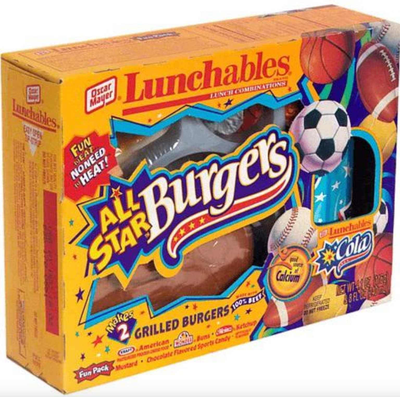 lunchables burgers - Lunchables Oscar Mayer Lunchables Fun Eat Noneed Heat! Lunch Combinations Burgers All Star Makes 2 Grilled Burgers Ter American Buns Ketchup Fun Pack Mustard Chocolate Flavored Sports Candy C Calcium Refrigerated Lunchables Cola 8 Fle